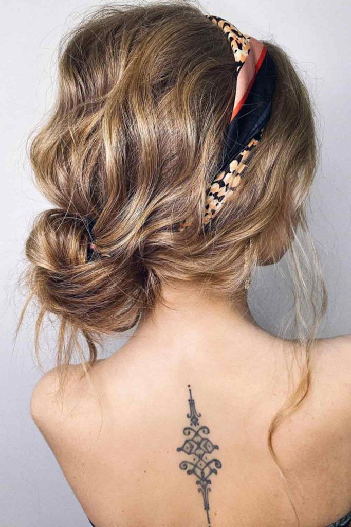 Low Bun Hairstyle With Scarf #hairscarf #lowbunhairstyle