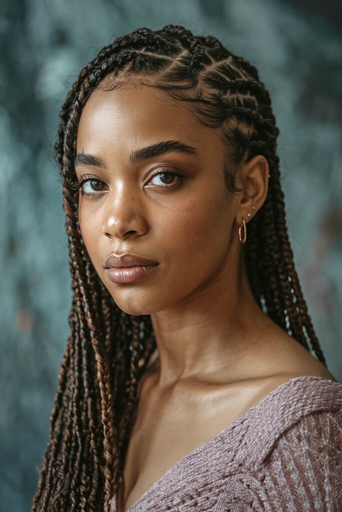 Micro Braids With A Side Part