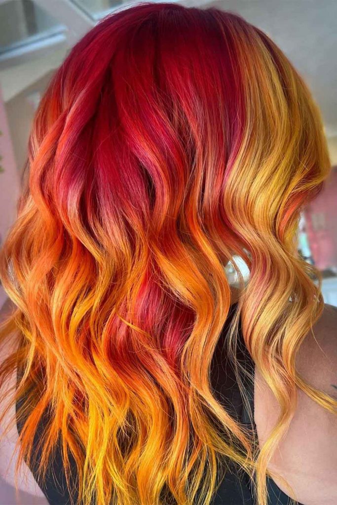 Red-To-Orange Ombre Hair