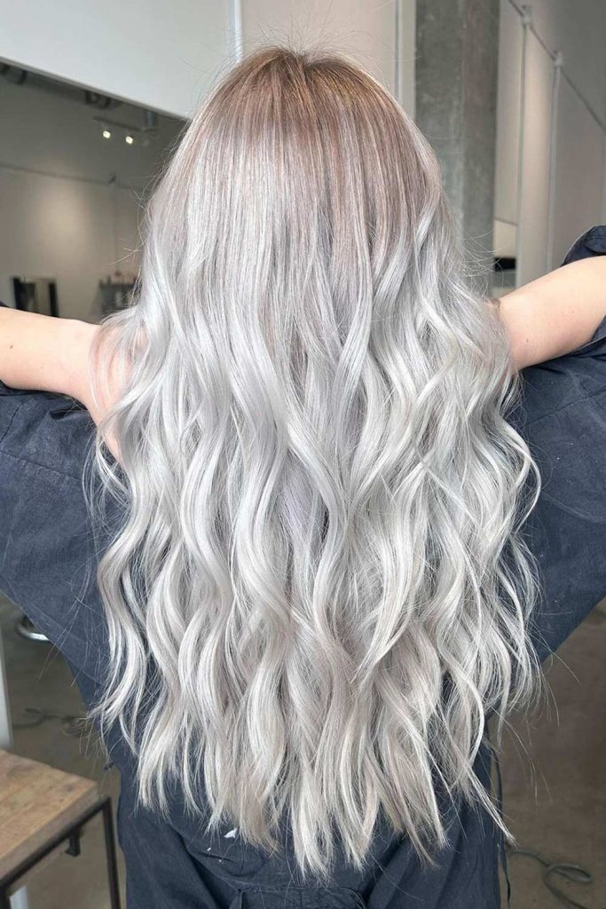 Long Layered Platinum Blonde Cut