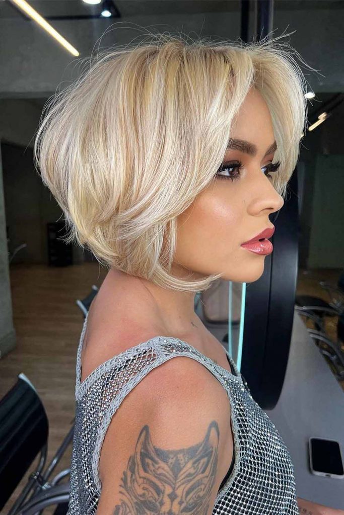 Short Blonde Bob with Face Framing Bangs