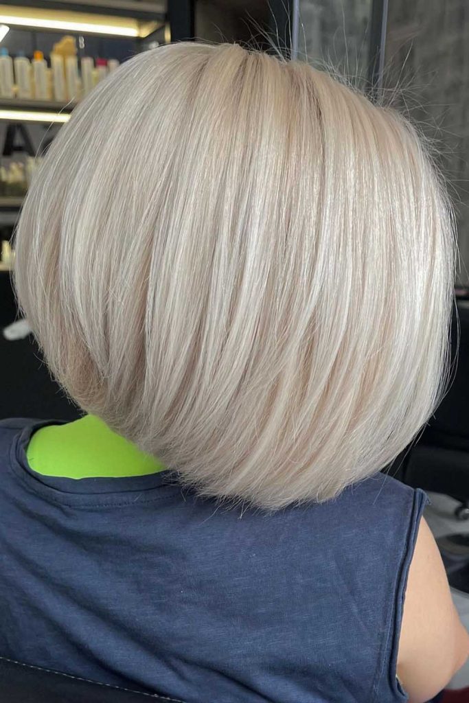 Rounded Platinum Blonde Bob