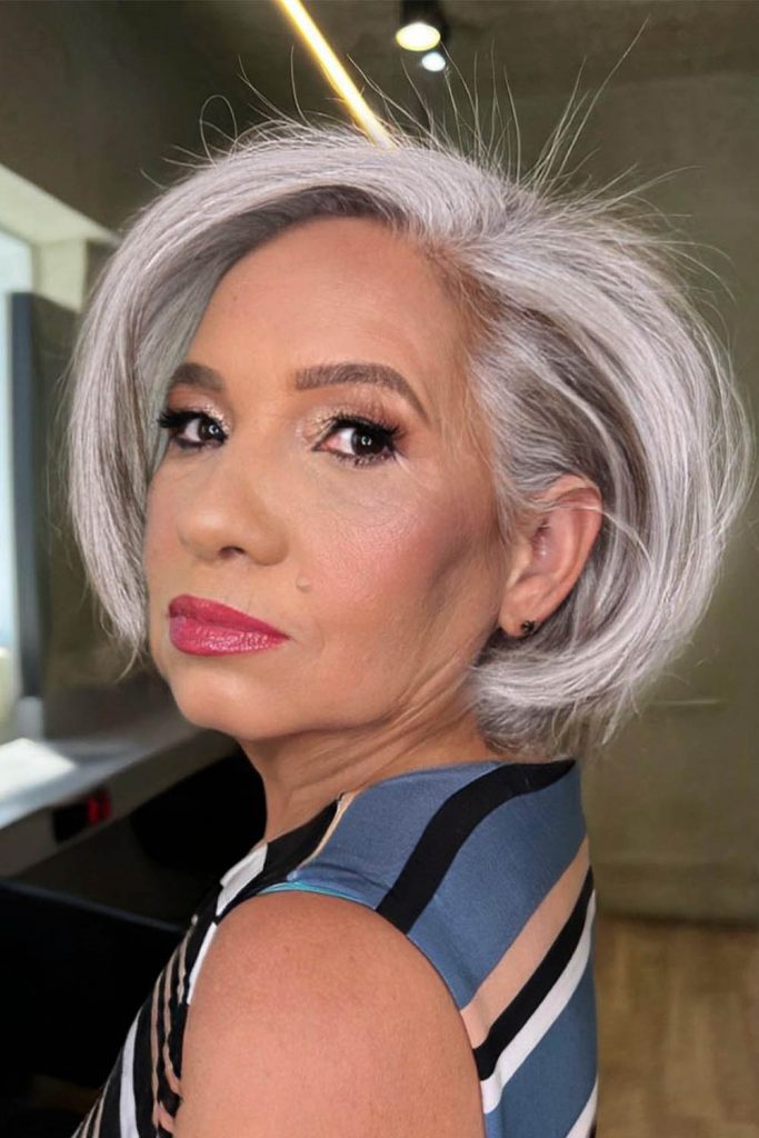 Silver Glossy Short Hairstyle