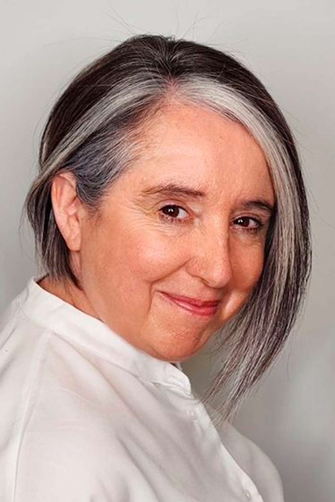 Asymmetrical Short Bob Haircuts for Older Women