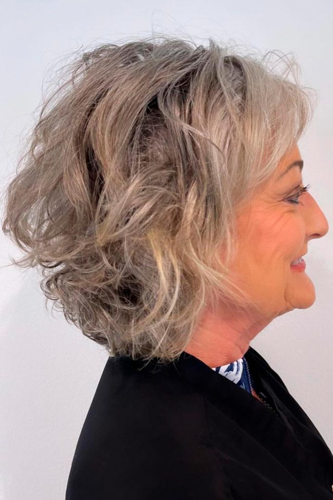 Graceful Ashy Gray Wavy Bob