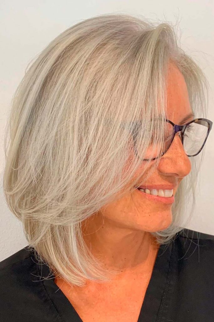 Side Styling Platinum Blonde Bob