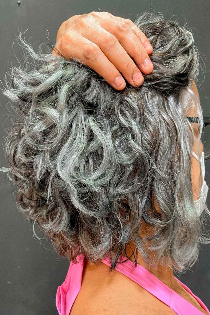 Volumetric Gray Curly Bob