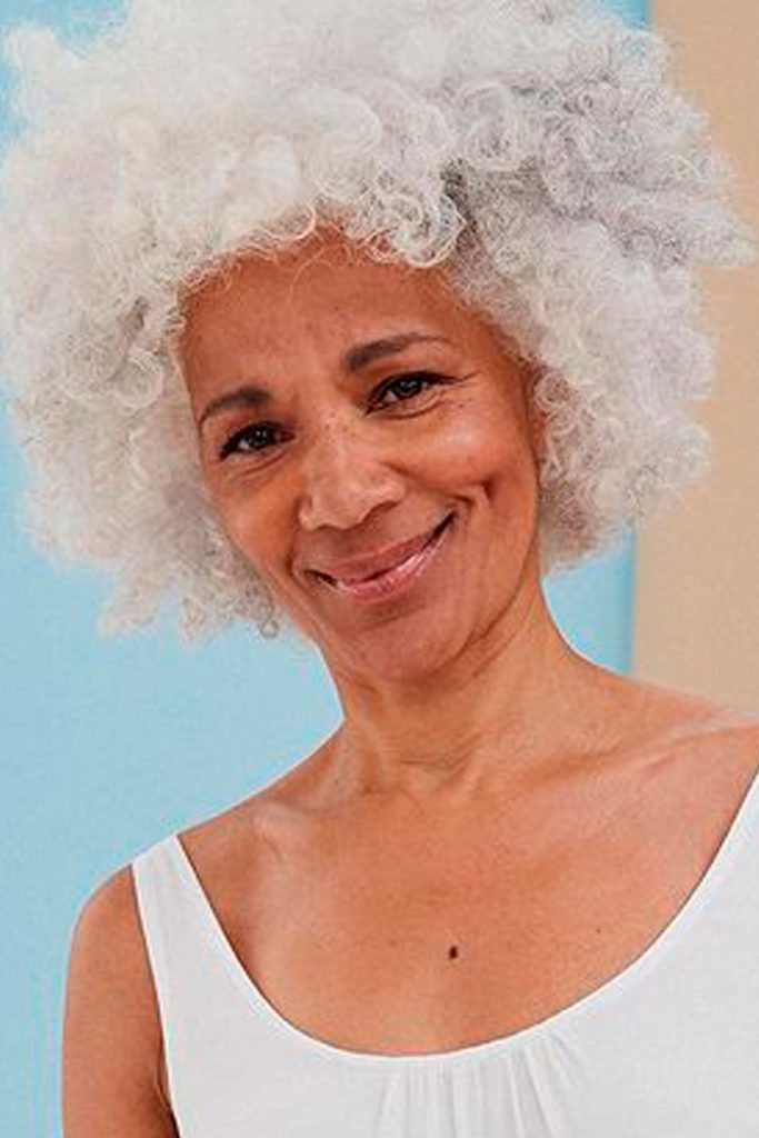 Creative White Gray Afro Curls