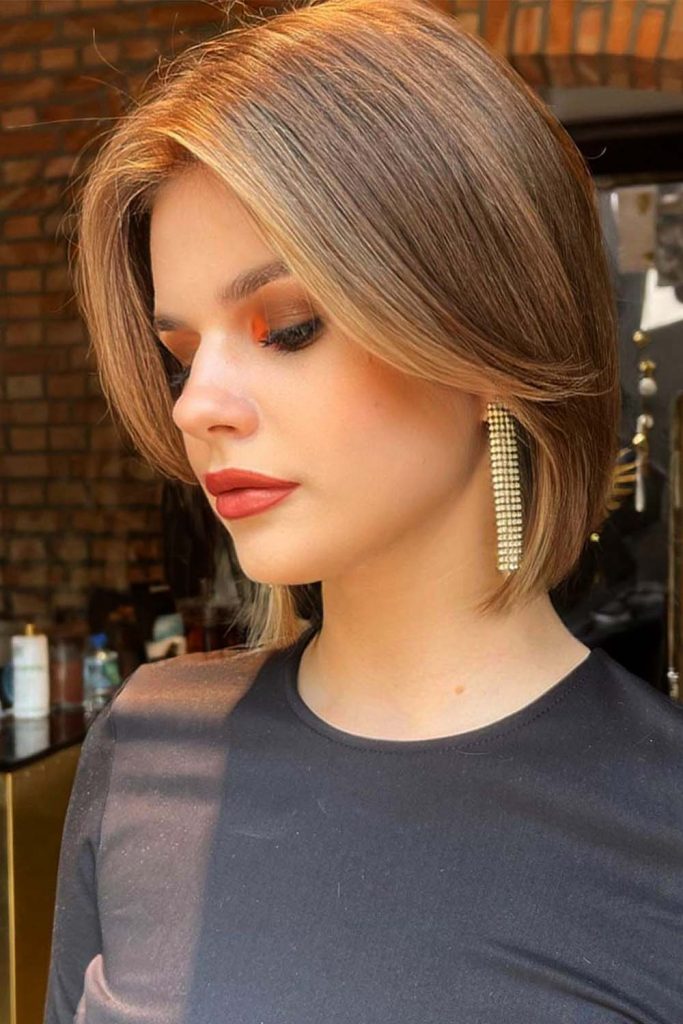 Center Parted Light Brown Bob