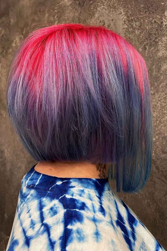 Colorful Bob with Long Face Framing Bangs
