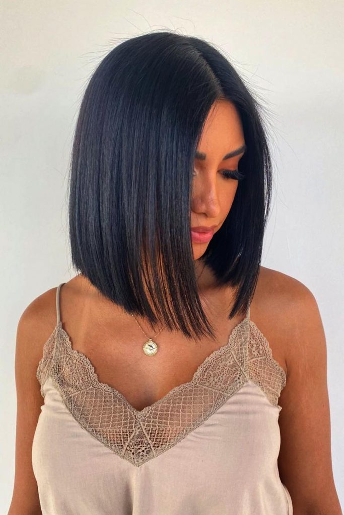 Brunette Long Bob Hairstyles For Thick Hair