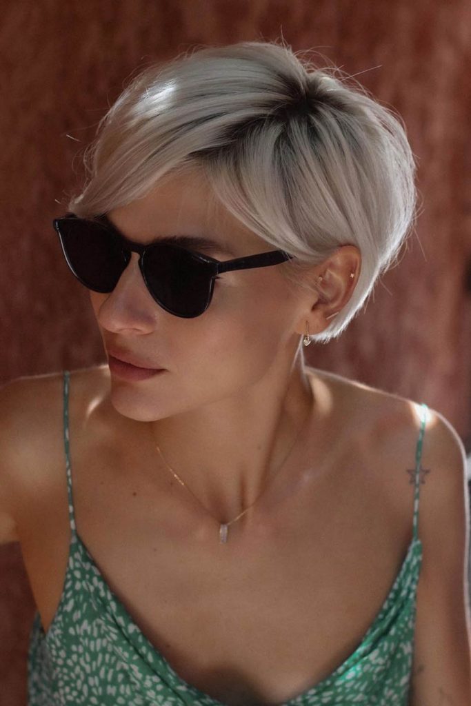 Platinum Bob With Black Roots