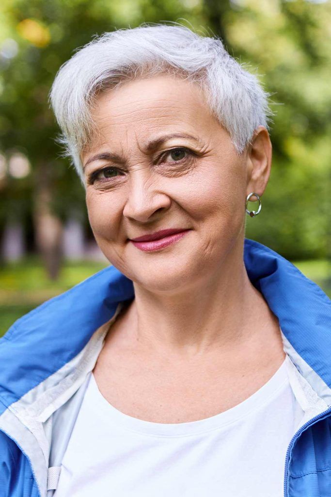 Muted Mauve Edge Pixie With Long Bang