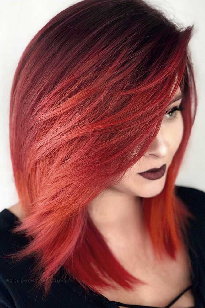 Every Day Is A New Styling Day #sidesweptbangs #redhair #longbob