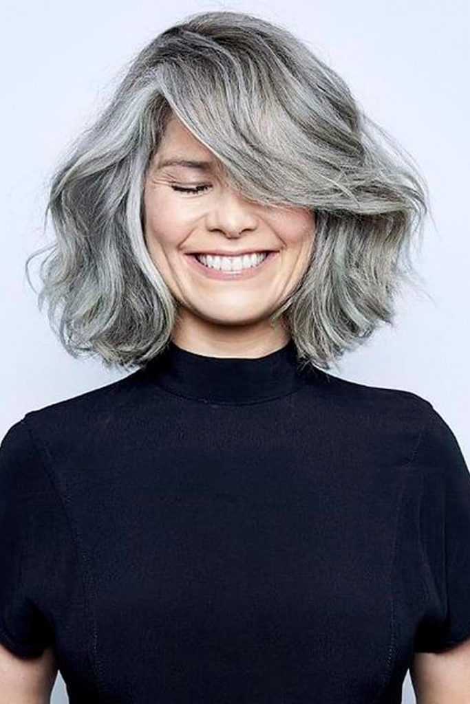 Side Swept Long Bangs For Medium Bob