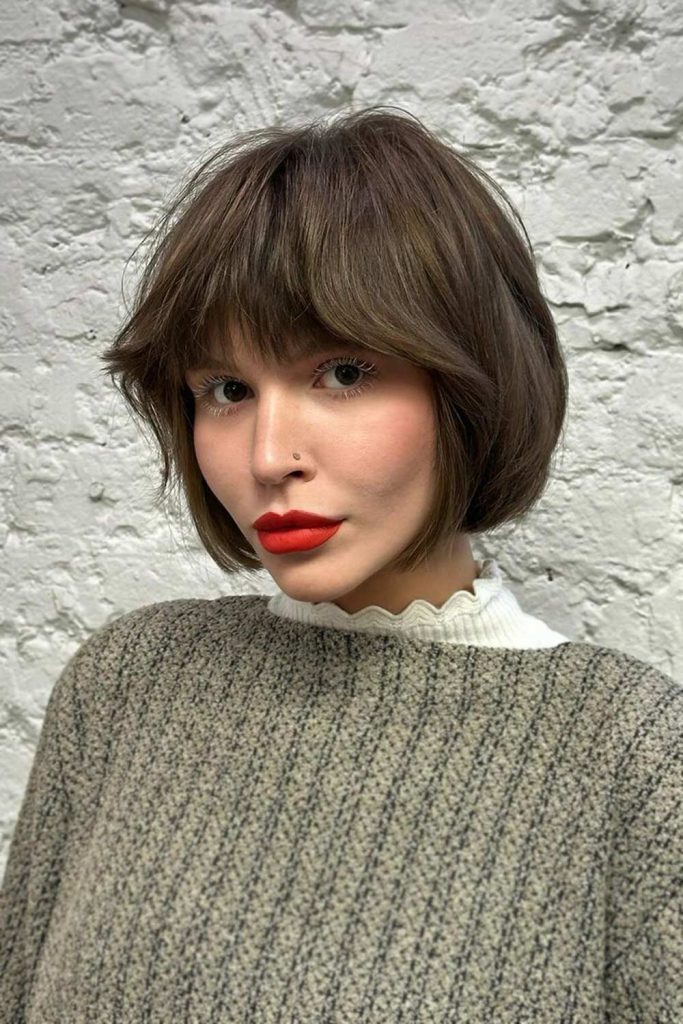 Chin Length Bob with Heavy Bangs