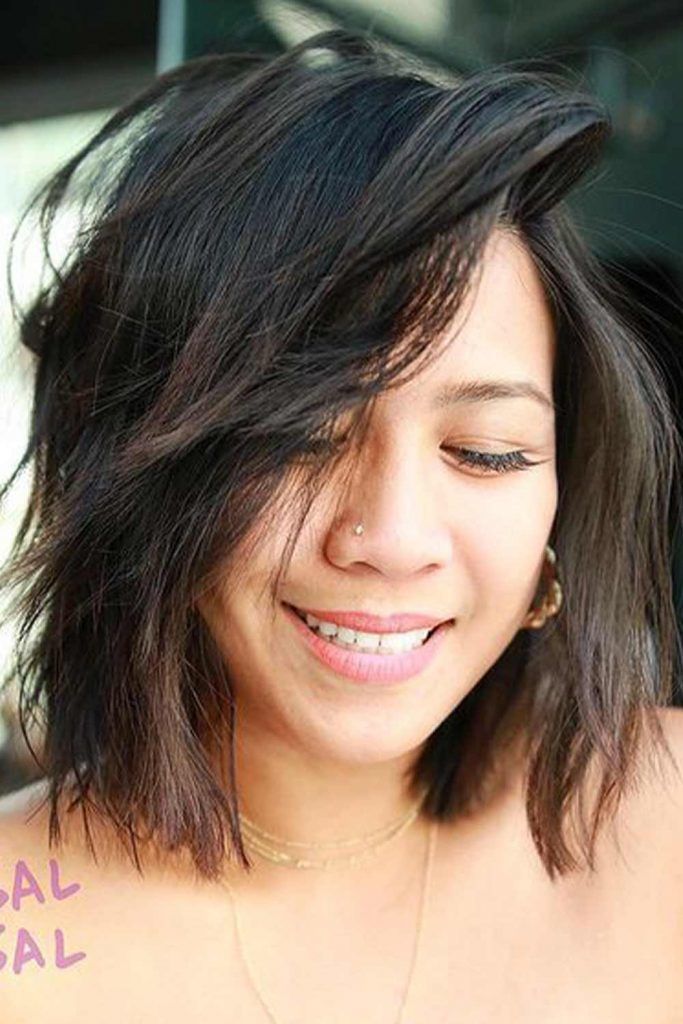 Shaggy Bob With Side-Swept Fringe