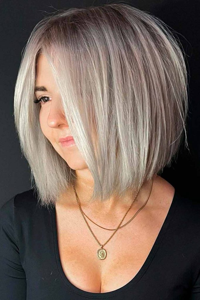 Short Straight Messy Platinum Blond Hair Long Bob Cut Classic Bob