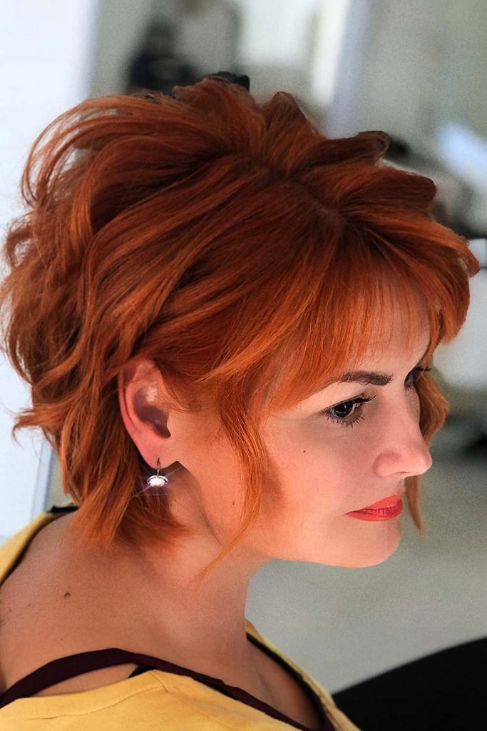 Wavy Short Stacked Bob With Bangs