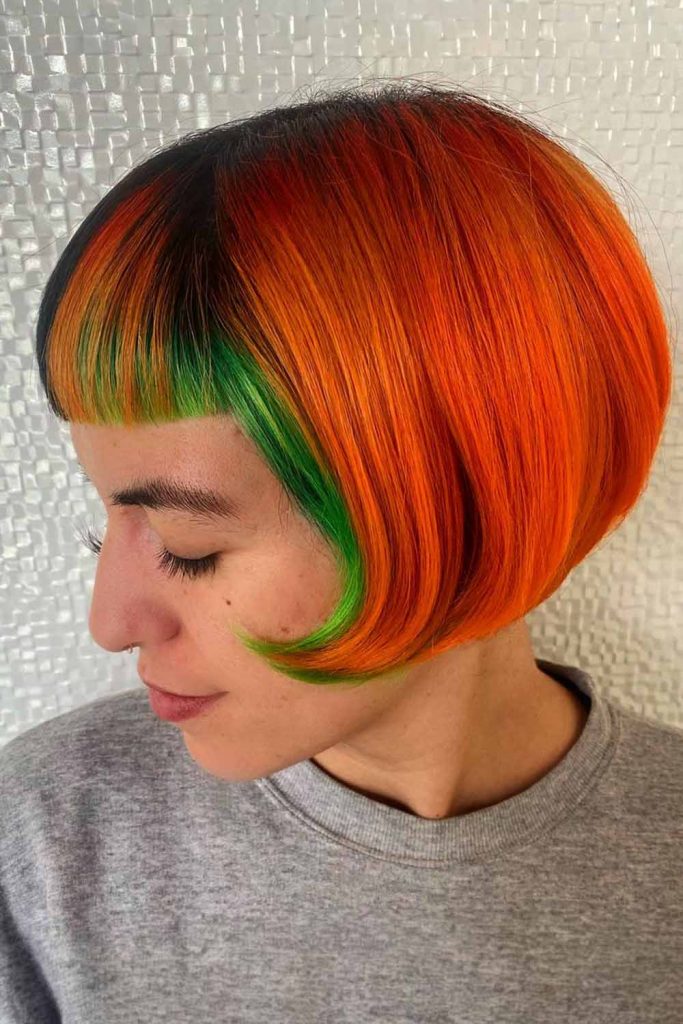 Edged Red and Green Sleek Bob