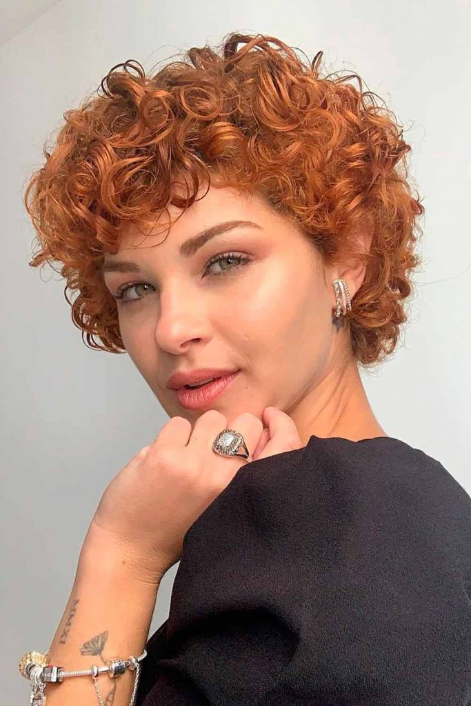 Short Curly Honey Copper Curly Hair Summer Style Honey Copper Curls