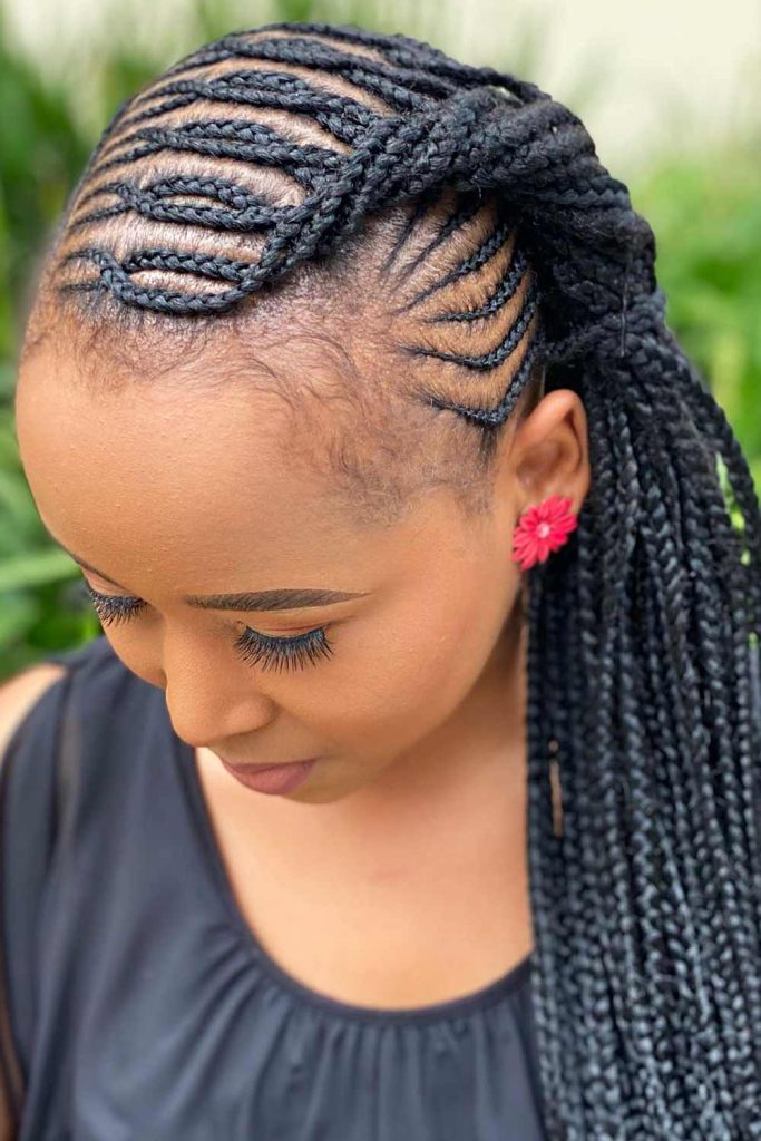 Swirly Tribal Braids to the Sides #tribalbraids #braids