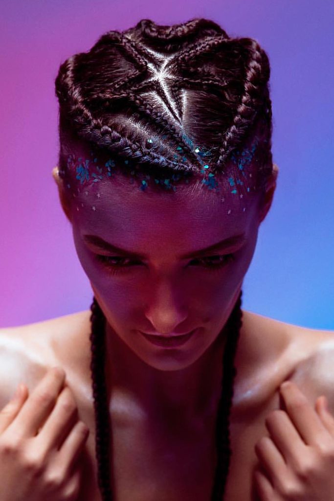 Tribal Braids with Star Design #tribalbraids #braids