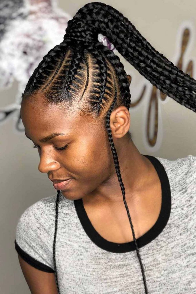 Crisp and Dimensional Tribal Braids Ponytail