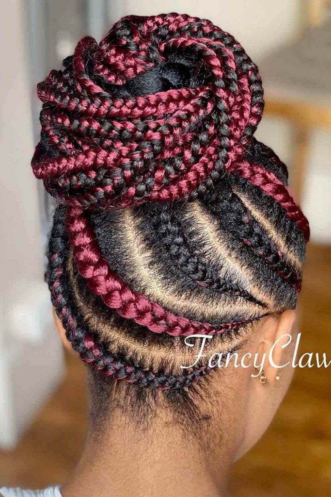 Massive Top Bun with Tribal Braids