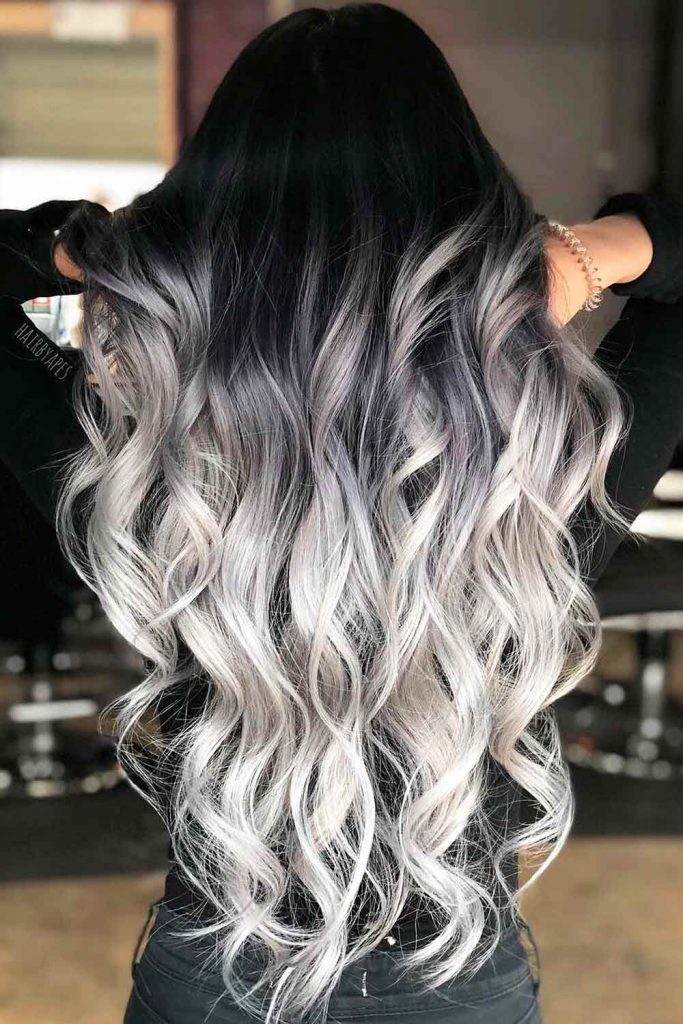 Black and Blonde Ombre Long V-Cut #vcuthairshape #vcuthair #vhaircut