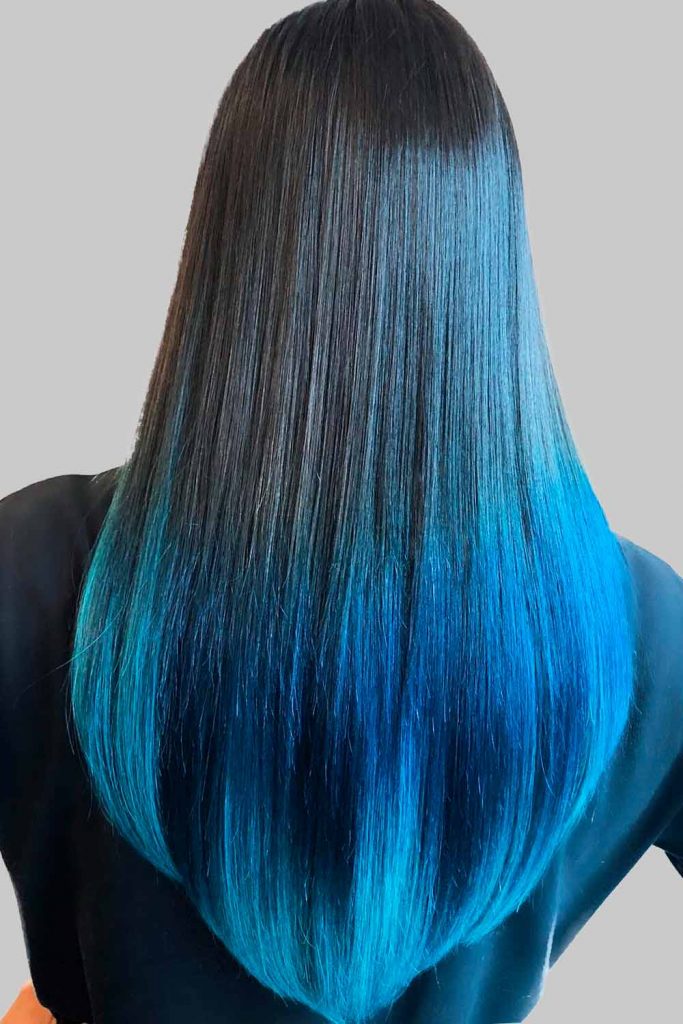 Black-Blue Ombre V-Cut #vcuthairshape #vcuthair #vhaircut