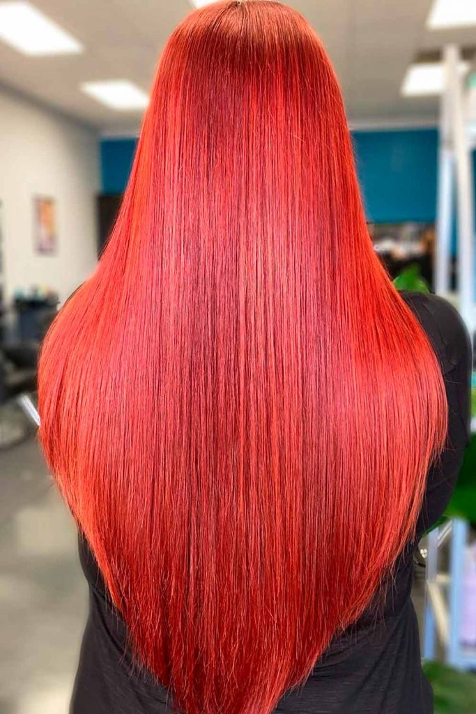 Long Red V-Cut #vcuthairshape #vcuthair #vhaircut